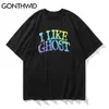 Tees Shirts Hip Hop I Like Ghost Streetwear Tshirts Harajuku Punk Rock Gothic Short Sleeve Casual Cotton T-Shirts Tops 210602