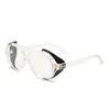 Sonnenbrille Punk Herren und Damen mit Seitenschutz runde PC-Linse UV400-Schutz Sonnenbrille