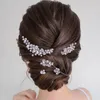 Hårklipp Barrettes Floralbride Handgjorda Clear Rhinestones Crystal Bridal Comb Pin Set Bröllop Headpieces Kvinnor Smycken Tillbehör