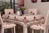 Tkanina Krem Europa Luksusowy Haftowany Dining Stół Tkaniny Ślub Kwiat Krzesło Home Textile Dust Okładka