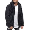 Mens Buttons Coat Warm Faux Fur Winter Casual Loose Double-Sided Plush Hoodie Fluffy Fleece Jacket Hoodies Outerwear 211126