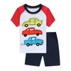 Ensembles de pyjamas pour garçons d'été à manches courtes Vêtements de nuit pour enfants 100% coton Enfants Pijama Boy Pyjama Red Vehicle nightgown bottom 210413