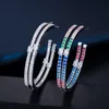 BeaQueen Stunning Lady Multi Color Cubic Zircon Sterling Silver 925 Jewelry Rainbow Colorful Big Round Circle Hoop Earrings E289