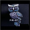 Pin Gioielli Delivery Dleive 2021 Visione della moda Crystal Owl Pins Broochi Sier o Bronzo Metal 5 Colori per Pin Spettatura a scelta PS2976 H4GCS