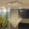 Duplex Building Big Chandeliers Living Room Lamp Modern Villa Hall Hotel Square Crystal Long Chandelier Staircase Chandeliers