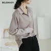 Office Lady Fashion Button Up Satin Silk Shirt Vintage Blouse Women White Long Sleeve Female Blusas Mujer De Moda 210520