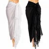 Fashion Women Summer Swimwear Bikini Cover Up Beach Maxi Long Wrap Skirt Sarong Dress Black And White Sarongs