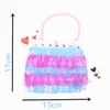 Sac à main lumineux pour enfants, sac à main lumineux en dentelle pour jouets, sac à bandoulière en plastique transparent avec ceinture perlée, cadeau de fête d'anniversaire et de vacances