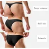 Summer Beach Sexy Solid Black Men Swimwear Bikinis Low Waist Tight Swimsuits Gay Thong Swim Trunks Briefs Men039s9893997