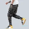 Tasarımcı-Erkekler Camo Kargo Pantolon Hip Hop Kurdela Erkek Streetwear Rahat Cepler Joggers Pantolon Erkek Moda Sweatpants Homme Pantolon