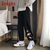 Zongke Hip Hop Streetwear Pantaloni Uomo Abbigliamento Moda giapponese Pantaloni sportivi Uomo Moda coreana Bianco Pantaloni da uomo M-5XL 2021 Nuovo X0723