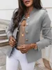 Ny mode höst vårkvinnor långärmad damer slim outwear knappar jacka kort kappa casual toppar blazer s-xl chaqueta mujer x0721