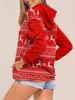 Women Hoodies Christmas Elk Snowflake Cartoon Cute Print Hooded Collar Drawstring Red Pullover Loose Casual Sweatshirt Y1118