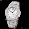 2021 TWF 5719 Cal A324 orologio automatico da uomo in acciaio con pavé di diamanti, cassa in argento, quadrante con texture, braccialetto con diamanti, bracciale con diamanti, orologi Super Edition, Puretime C03