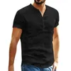 Masculino roupas masculas camisetas de algodão folgada linho de algodão sólido manga curta tops retro blusa v pescoço