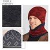 Triple Infinity Mode Heren Winter Hoed Dikke Vierkant Patroon Mannelijke GLB Outdoor Winddicht Zachte Warm Gebreide Hoeden voor Mannen Mutsen Y21111