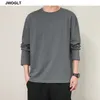 45KG-100KG Autumn New Men's T Shirt Casual Long Sleeve Regular Fit 100% Cotton Soft O-Neck Basic T Shirts 4XL 5XLTops Tees 210412