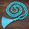 Beaded Turquoise Necklace Tassel long sweater chain Bohemia style 4 colors super beautiful gem necklaces