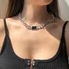 Punk minimalistisk chunky chain choker halsband för kvinnor mode geometriska svarta harts hängsmycke halsband 2021 trend smycken