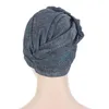 Beanie / Crânio Tampas Mulheres Muçulmanas Hijab Turbante Chapéu Cross Front Towehead Rhinestone Big Bow Bonnet Cabeça Chefe Islâmico Ruched Elastic Headwrap CH