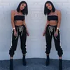 hip-hop jogger kobieta czarne spodnie harem kombinezony sportowe kieszeń wstążka pocić Streetwear Kobiety przypadkowi 210520