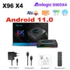 X96 X4 Amlogic S905X4 Android 11.0 スマート TV ボックス 4GB 64GB クアッドコア 2.4G/5G デュアルバンド WIFI 8K メディアプレーヤーセットトップボックス 4G 32G