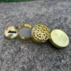 GOLD Grinder Coin Pattern Zinc Alloy Metal Smoke Herb 4 Parts Layers 50MM Cigarette Tobacco Spice Crusher Smoking Accessories