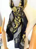 Famous Style 100% Silk Scarves of Woman and Men Solid Color Gold Black Neck Print Soft Fashion Shawl Women Silks Scarf Square 90*90cm