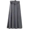 Autumn streetwear Skirt Female fashion Pleated With Belt Shiny Glitter women A- line midi long skirt Vintage 210420
