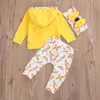 0-3Y Autumn born Infant Baby Girl Rainbow Clothes Set Long Sleve Hooded T shirt Top Pants Outfits Costumes 210515