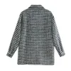 FORIDOL трикотажные Tweed Black Houndstooth Куртки женские Кнопка Случайные StreetStyle Плед Смеси ветровка Осень зима 210415