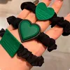 Pinces à cheveux Barrettes Cravate Cuff Anneau vert Élastique Wrap Corde Accessoires EA