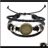Bracelets porte-bonheur livraison directe 2021 mode bricolage multicouche bracelet en cuir bracelet base vierge ajustement 20 mm rond po verre cabochon réglage lunette