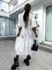 女性のドレスブラックホワイトルーズロングカジュアルESランタンスリーブ大型裾シャツESスプリングボヘミアン210513