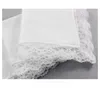 25cm White Lace Thin Handkerchief 100% Cotton Towel Woman Wedding Gift Party Decoration Cloth Napkin DIY Plain Blank Hand kerchief SN5342