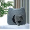 Kattbäddar Möbler Pet Nest Avtagbar Naturligt Felt Bädd Breathable Cave House med kudde för katter Husdjur Tillbehör