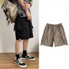 45kg80kg夏の新しいファッションブランドメンカジュアルショーツMulitpockets Drawstring Reflective Stickers Black Khaki Shorts Joggers 210412