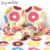 1set Donut Party Fournitures Enfants Fête d'anniversaire Décor Burger Icecream Candy Donut Ballon Donut Plaque Coupe Garland Mariage Faveur 210408