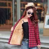 Brand Winter Warm Women Plus Velvet Thicke Plaid Shirt Style Coat Jacket Kläder Toppar Kvinna Casual Outerwear 211223