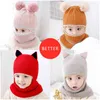 Meanies baby hatt pompon vinter hatt för barn barn balaclava keps stickad för pojkar flickor solid färg varmare beanie caps y21111