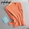 Pull pour femmes 2021 Nouveau Col V-Col Couleur Solide Automne et hiver Pull Pull Fashion Femmes Femmes Knitwear Slim Chanvier de tendance bon marché Y1110