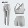 NORMOV Anti Cellulite 2/3 Pcs Frauen Nahtlose Fitness Sets Hohe Taille Workout Push-Up-Leggings Schlank Sportswear 211215