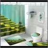 Accessories Bath Home & Garden Drop Delivery 2021 Terraces Field Scenery Curtain Toilet Cover Mat Non-Slip Rug Set Waterproof Shower Curtains
