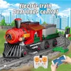 원격 제어 기차 전기 레일 빌딩 블록 DIY RC 트랙 철도 차량 벽돌 선물 장난감 어린이를위한