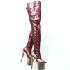 Spike Heel Pole Dancing Shoes High Heels Gold Chrome Platform Over Knee Boots Size5-12