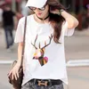 Shintimes Cartoon Print Cotton T Shirt Women White T- Korean Clothes Summer Short Sleeve Womens Tops Tee Femme 210615