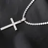 Hip Hop Micro Pave Zircon Cross Pendant Crystal Custom Size Tennis Chain Necklace Ice Out Chains Around The Neck