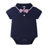 Spädbarn Baby Boys Gentleman Bow Tie T-shirt Toppar + Shorts Overaller Kläder Outfits Barnårs kostym för en pojke 210429