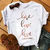 Damen-T-Shirt, weiblich, Harjauku, Grafik-T-Shirts, Damen, kurzärmelig, niedliche Kleidung, T-Shirt, Lippen und goldene Schuhe, Druck-Oberteile