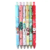 BallPoint Pennor 6st / set Christmas Cartoon Gel Pen Black Bläck Neutral Santa Reindeer Tree Snowmen Signatur School Stationery Presenter